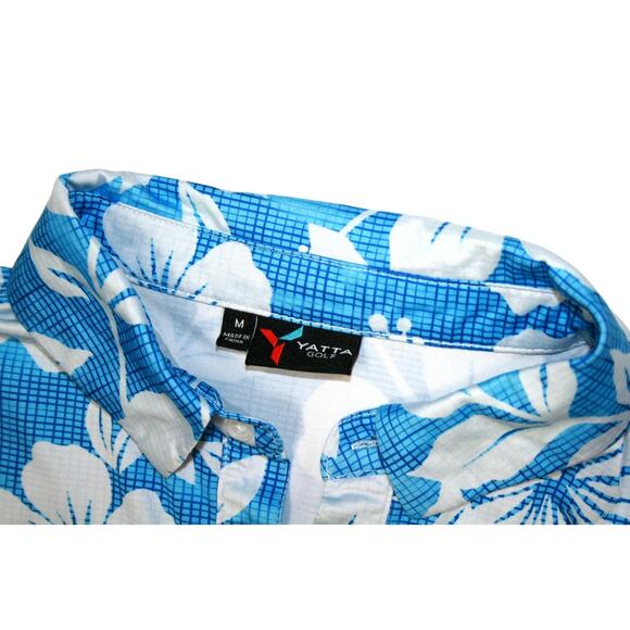 Yata golf Mens Blue leaf print Polo Size Medium - Picture 4 of 6